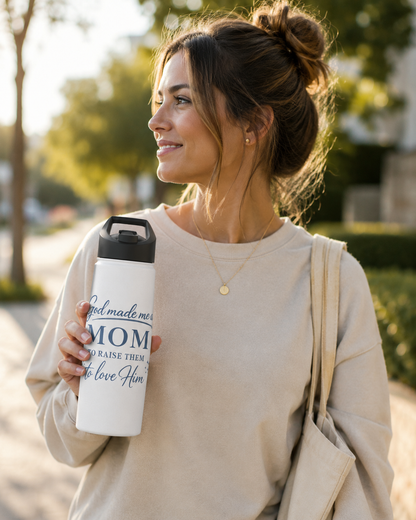 GOD MADE ME A MOM TO RAISE THEM -32oz Water Bottle