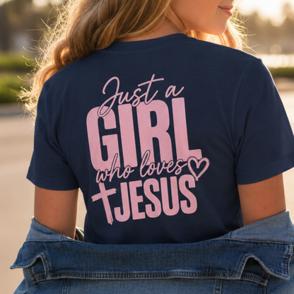 JUST A GIRL WHO LOVES JESUS - PREMIUM T-SHIRT