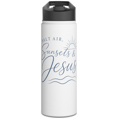 SALT AIR SUNSETS AND JESUS - 18oz WATER BOTTLE