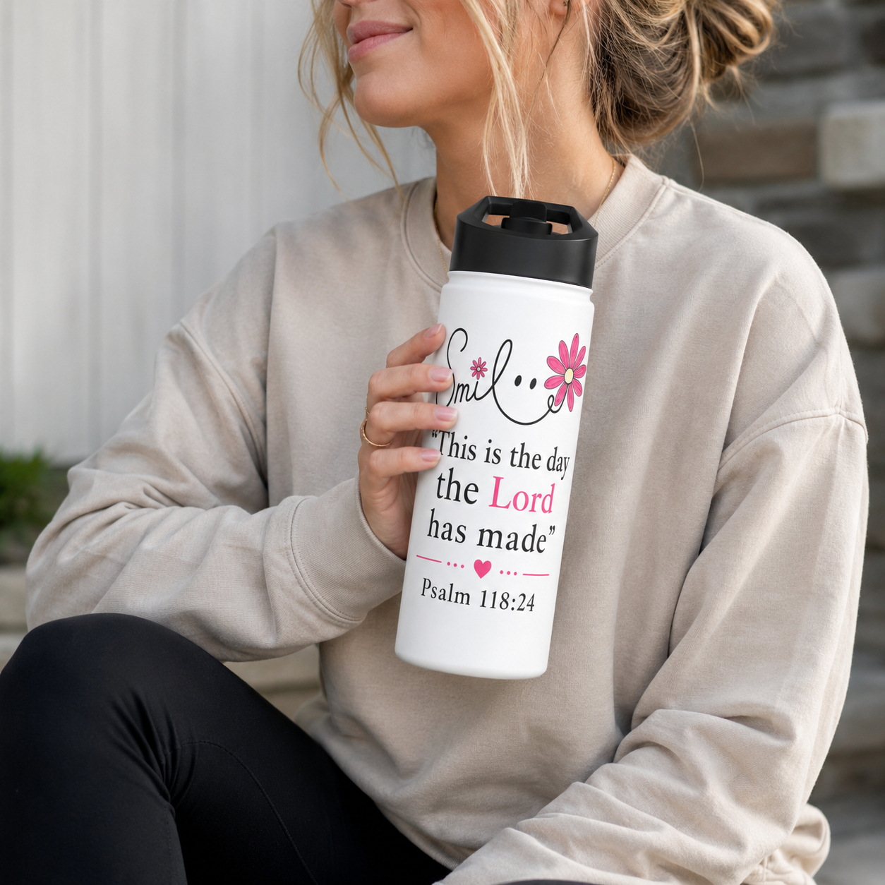 SMILE THIS IS THE DAY THE LORD HAS MADE - 18oz WATER BOTTLE