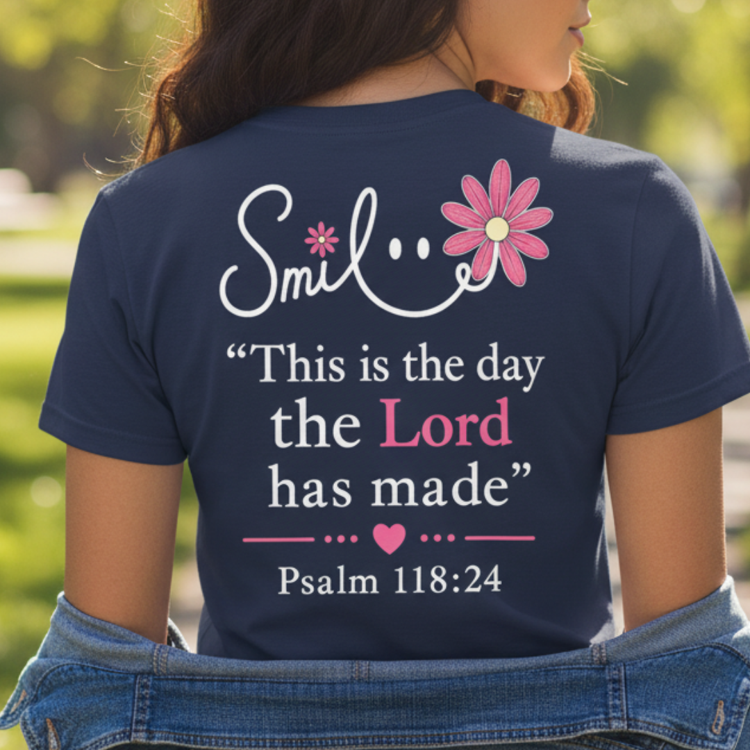 SMILE THIS IS THE DAY THE LORD MADE - V-NECK PREMIUM T-SHIRT