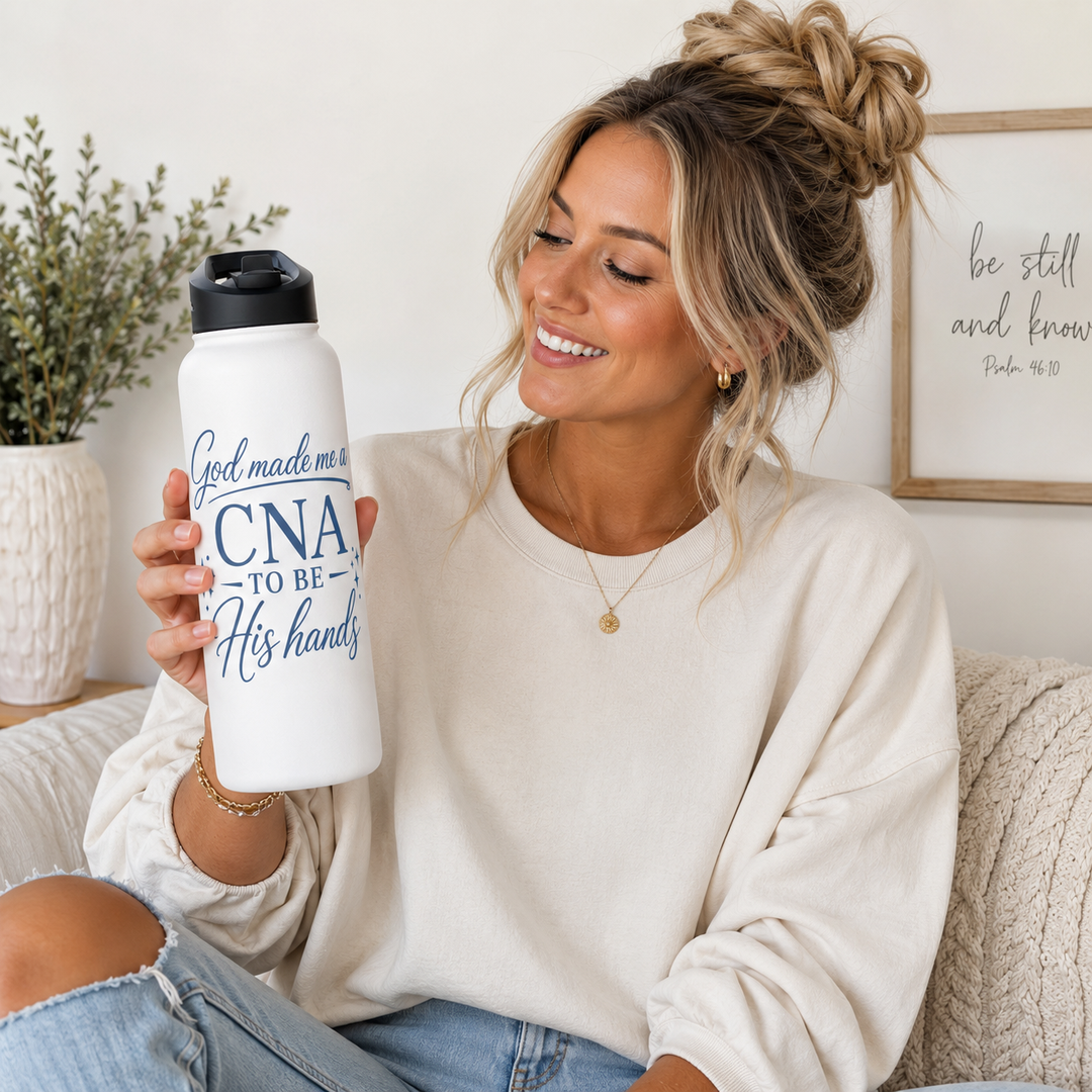 GOD MADE ME A CNA - 32oz WATER BOTTLE
