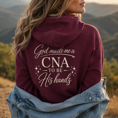 GOD MADE ME A CNA - MEDIUM-HEAVY WEIGHT HOODIE