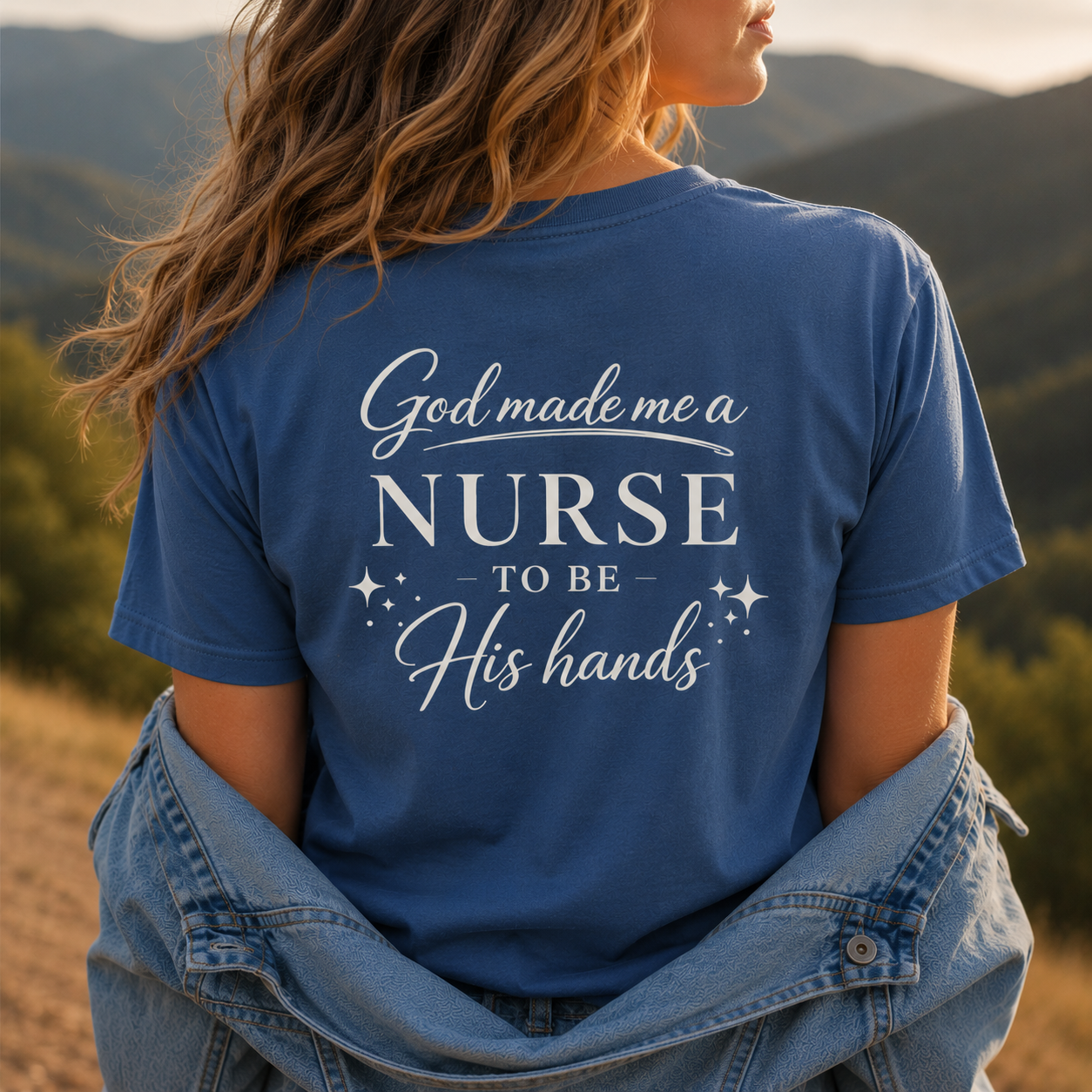 GOD MADE ME A NURSE - V-NECK PREMIUM T-SHIRT