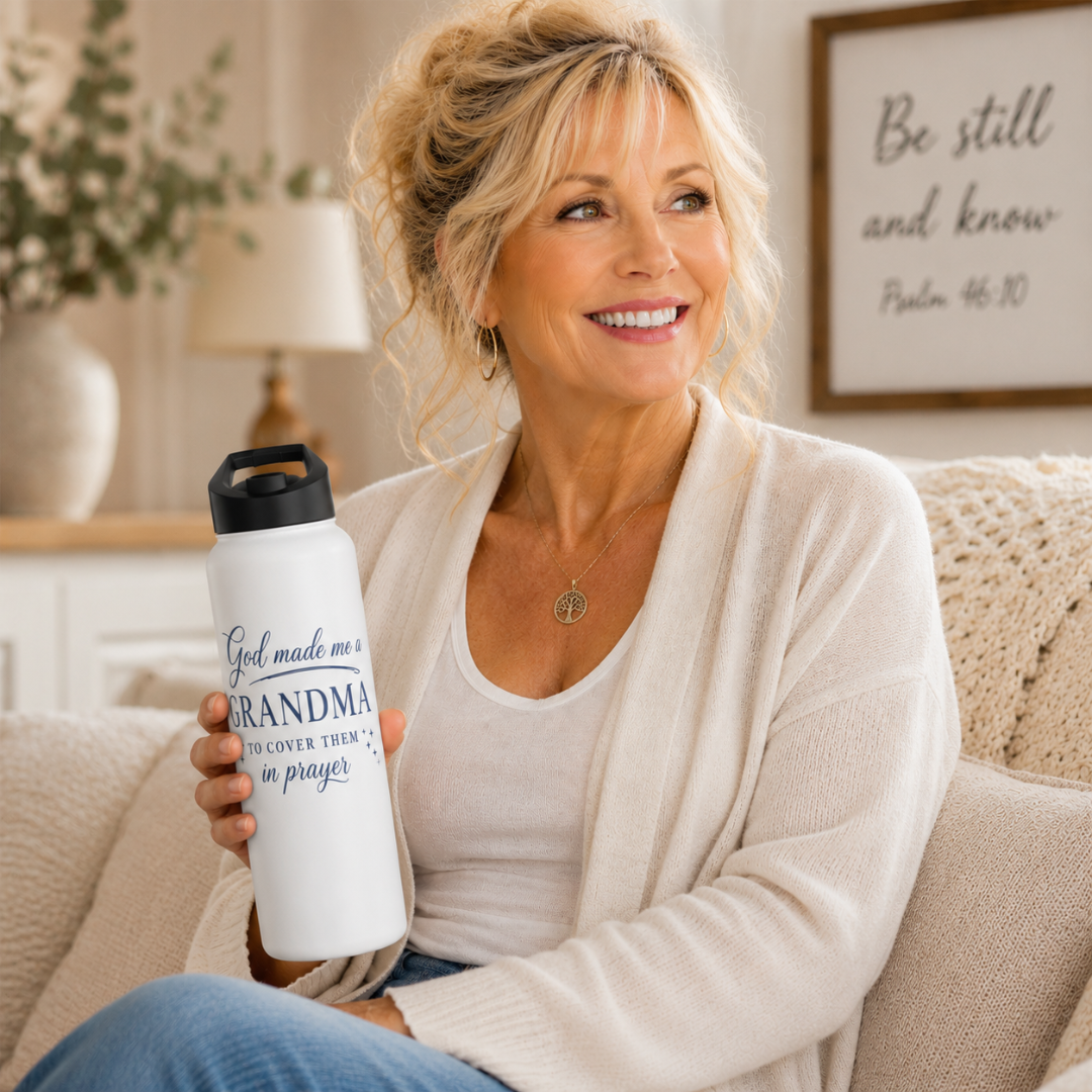 GOD MADE ME A GRANDMA - 32oz WATER BOTTLE