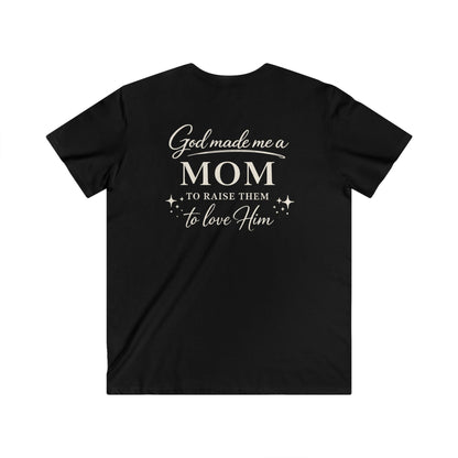 GOD MADE ME A MOM - PREMIUM V-NECK T-SHIRT