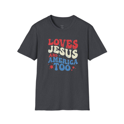 LOVES JESUS AND AMERICA TOO - PREMIUM T-SHIRT
