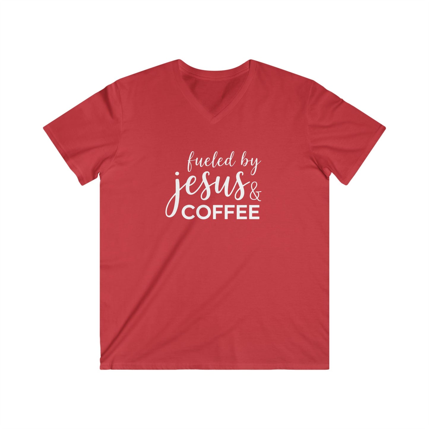 FUELED BY JESUS - V-NECK PREMIUM T-SHIRT