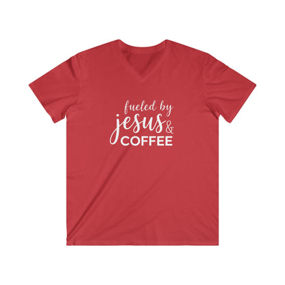 FUELED BY JESUS - V-NECK PREMIUM T-SHIRT