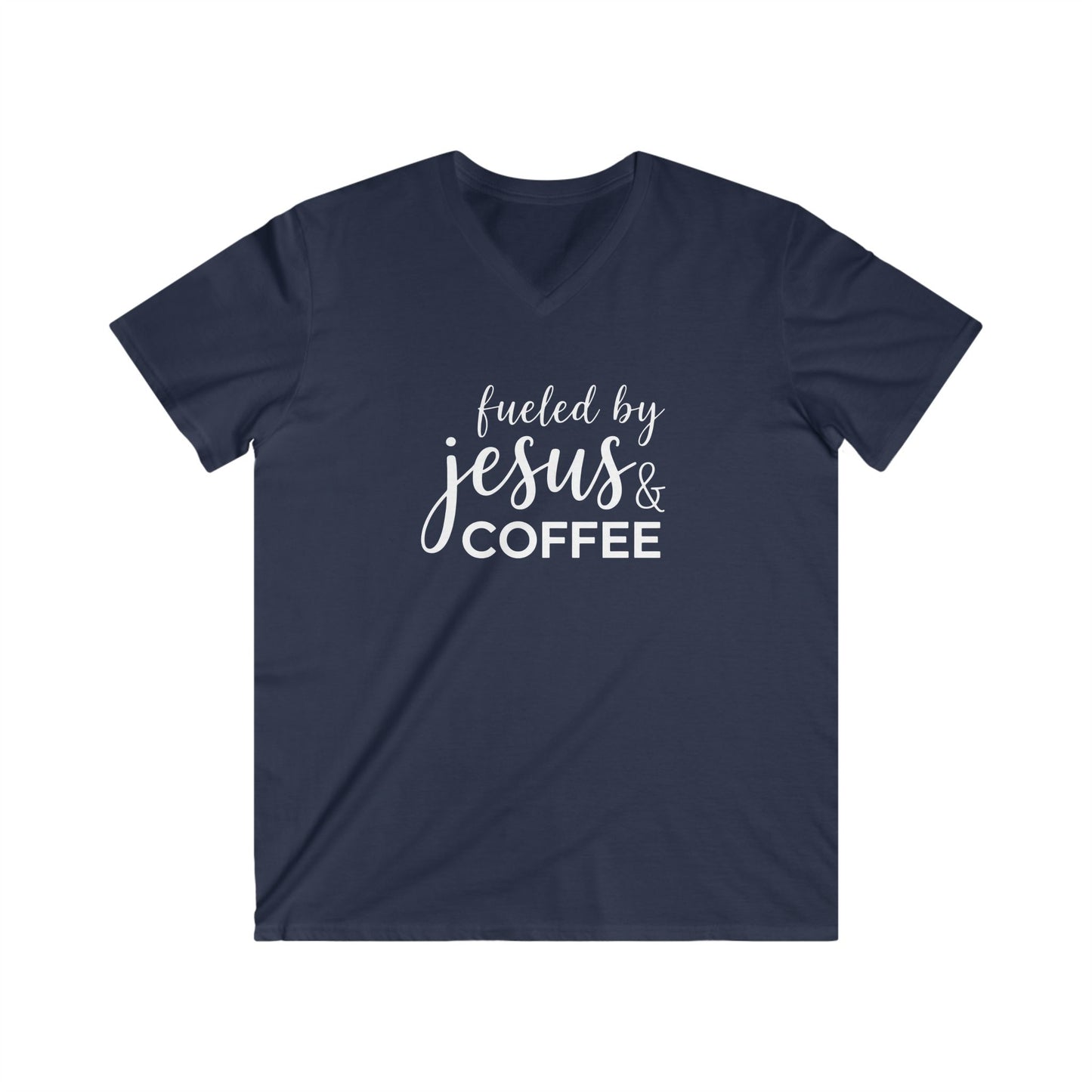 FUELED BY JESUS - V-NECK PREMIUM T-SHIRT