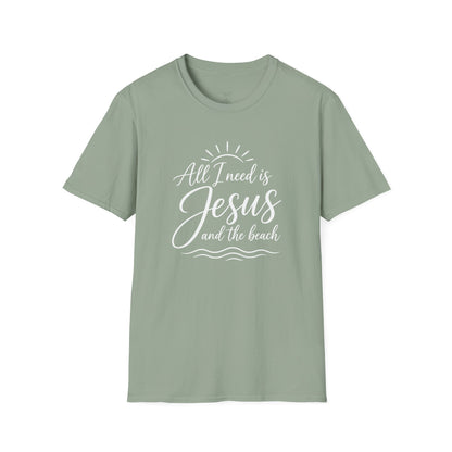 ALL I NEED IS JESUS AND THE BEACH - PREMIUM T-SHIRT