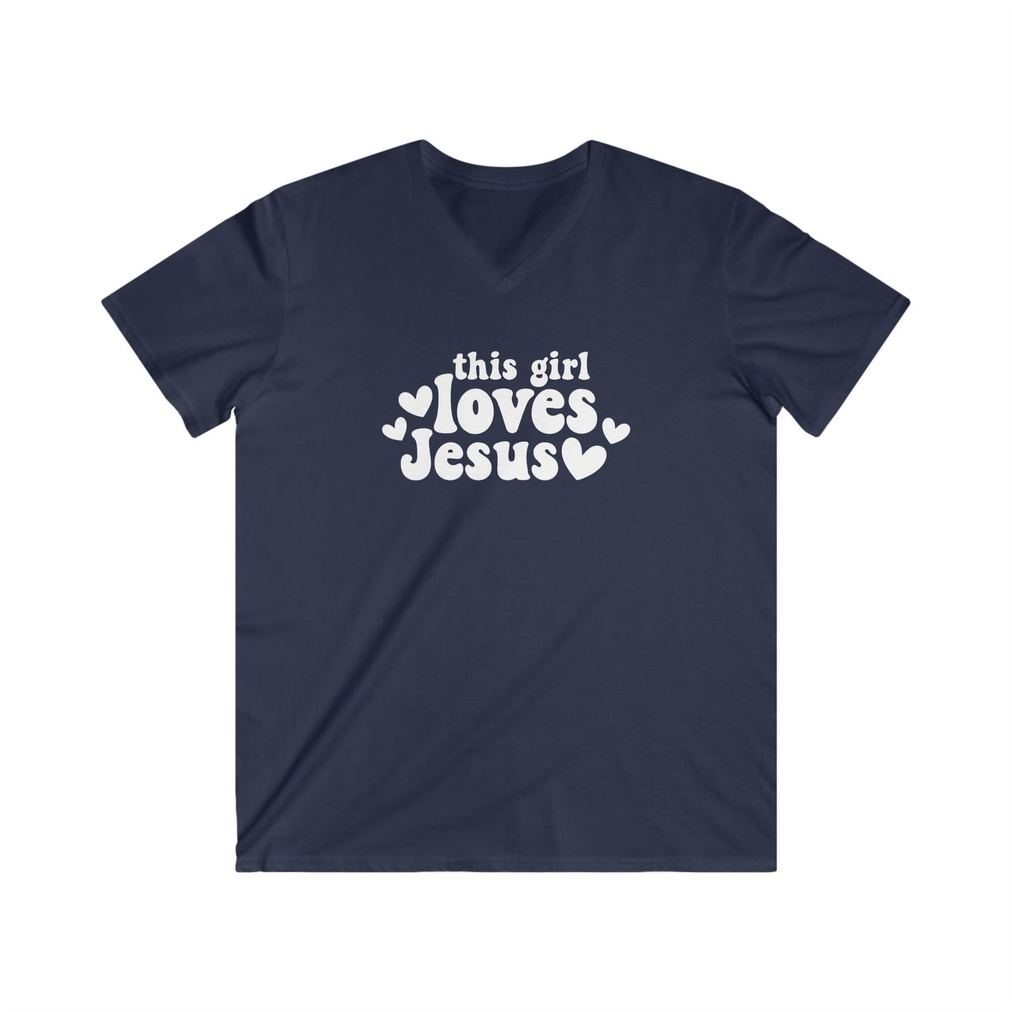 THIS GIRL LOVES JESUS - V-NECK PREMIUM T-SHIRT