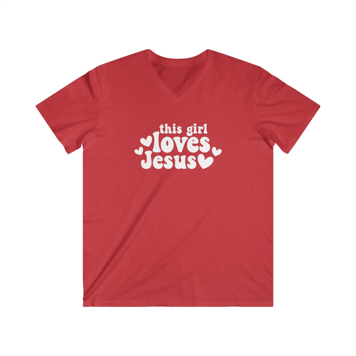 THIS GIRL LOVES JESUS - V-NECK PREMIUM T-SHIRT