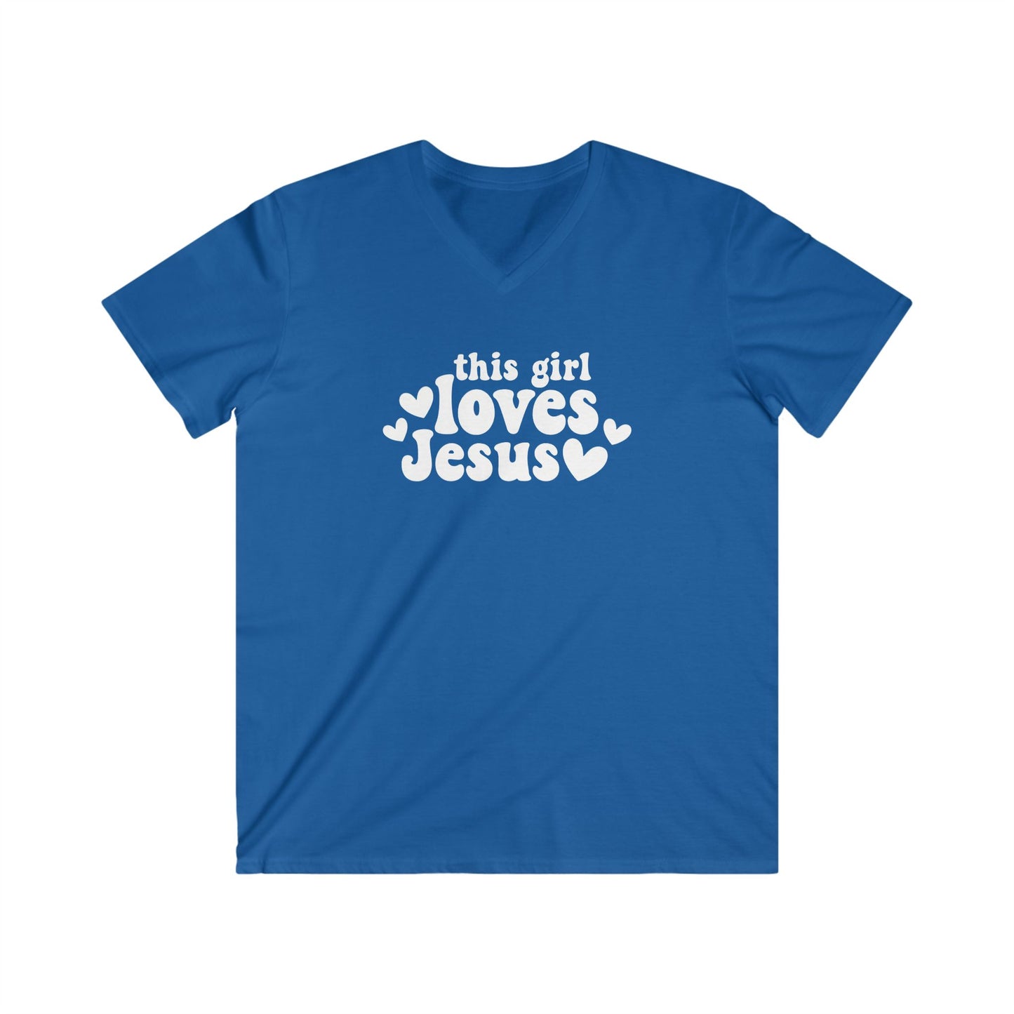 THIS GIRL LOVES JESUS - V-NECK PREMIUM T-SHIRT