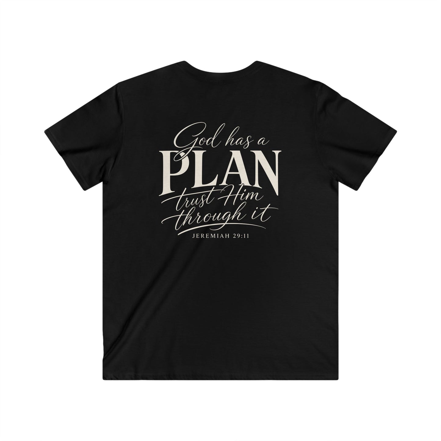 GOD HAS A PLAN - V-NECK PREMIUM T-SHIRT