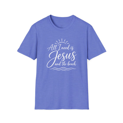 ALL I NEED IS JESUS AND THE BEACH - PREMIUM T-SHIRT