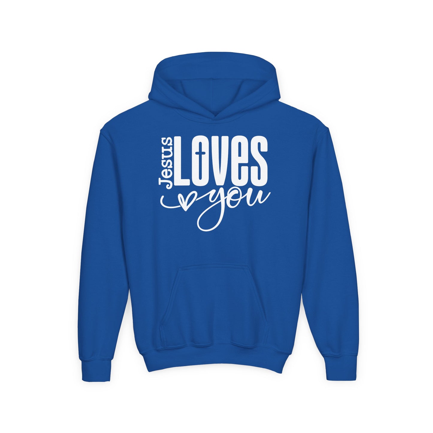 JESUS LOVES YOU - YOUTH MEDIUM-HEAVY WEIGHT HOODIE
