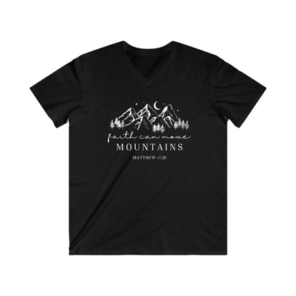 FAITH CAN MOVE MOUNTAINS - V-NECK PREMIUM T-SHIRT