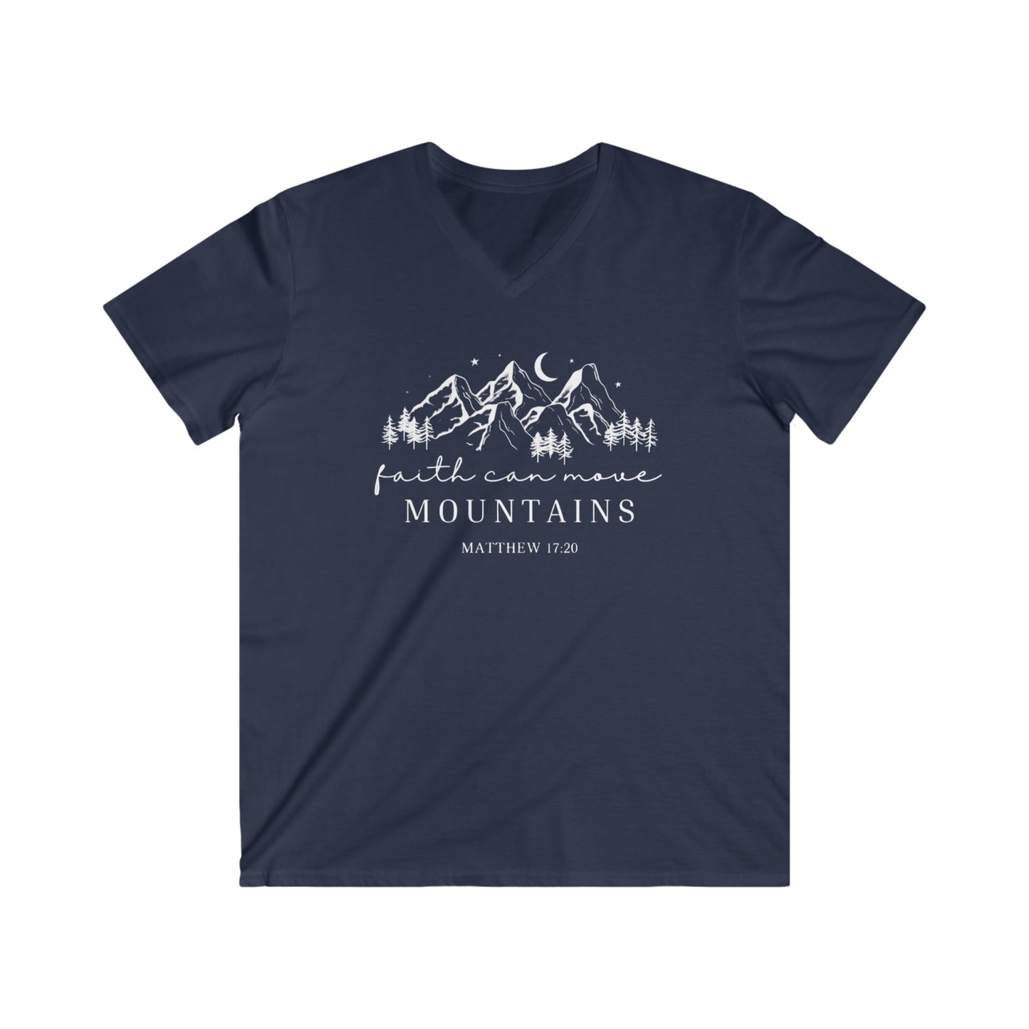FAITH CAN MOVE MOUNTAINS - V-NECK PREMIUM T-SHIRT