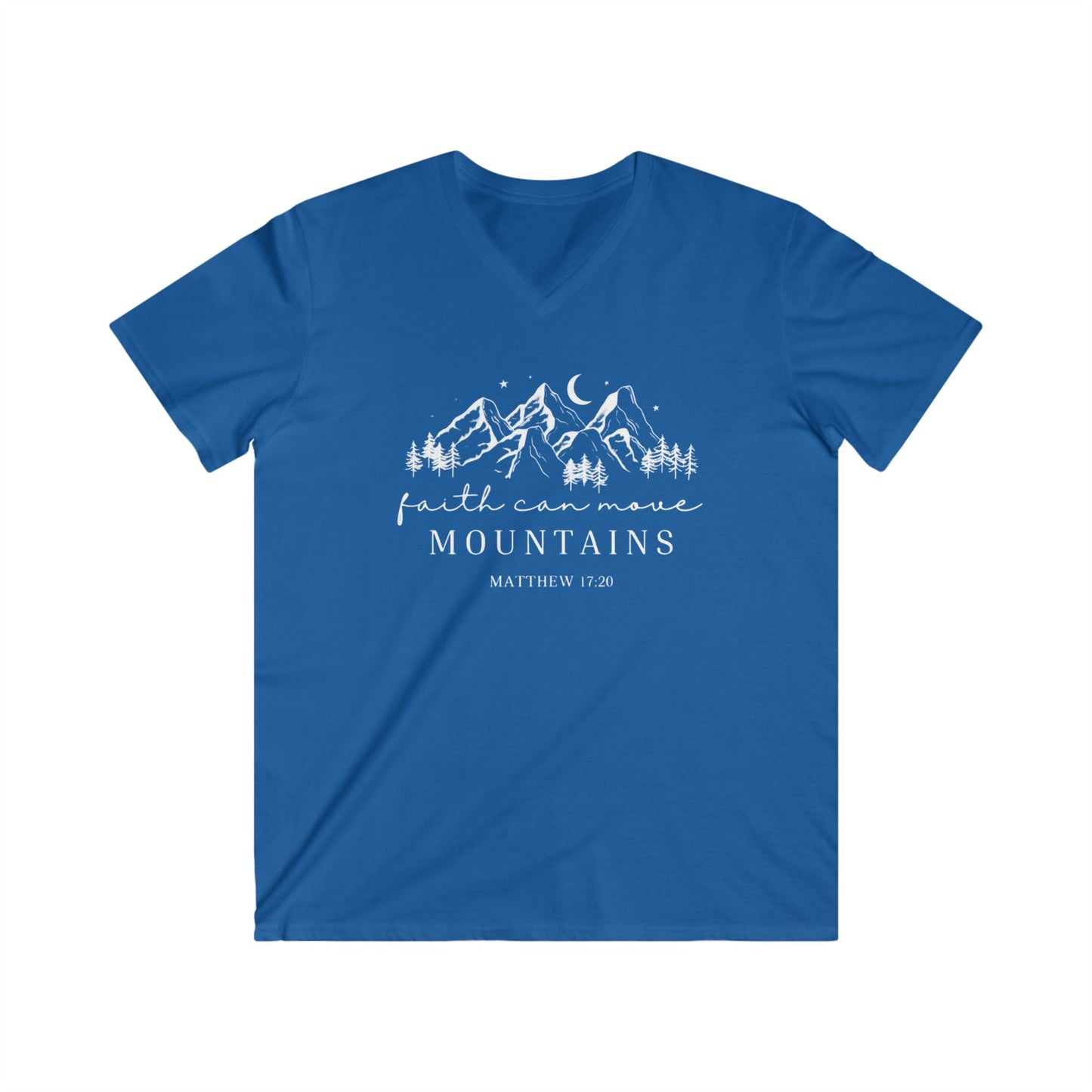 FAITH CAN MOVE MOUNTAINS - V-NECK PREMIUM T-SHIRT