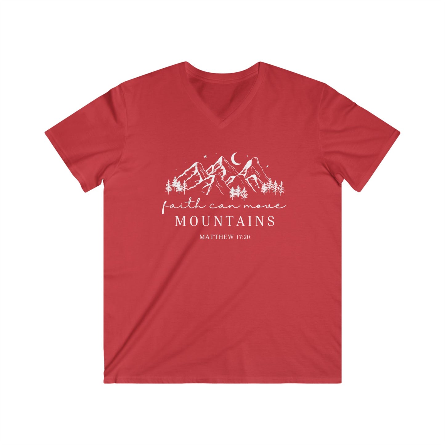 FAITH CAN MOVE MOUNTAINS - V-NECK PREMIUM T-SHIRT