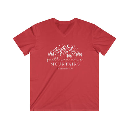 FAITH CAN MOVE MOUNTAINS - V-NECK PREMIUM T-SHIRT