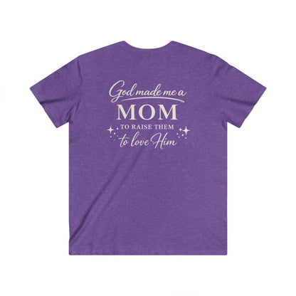 GOD MADE ME A MOM - PREMIUM V-NECK T-SHIRT