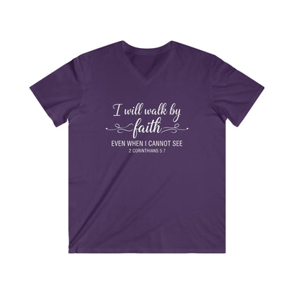 I WILL WALK BY FAITH - V-NECK PREMIUM T-SHIRT