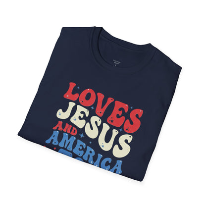 LOVES JESUS AND AMERICA TOO - PREMIUM T-SHIRT