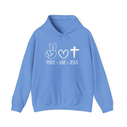 PEACE LOVE JESUS - MEDIUM-HEAVY WEIGHT HOODIE