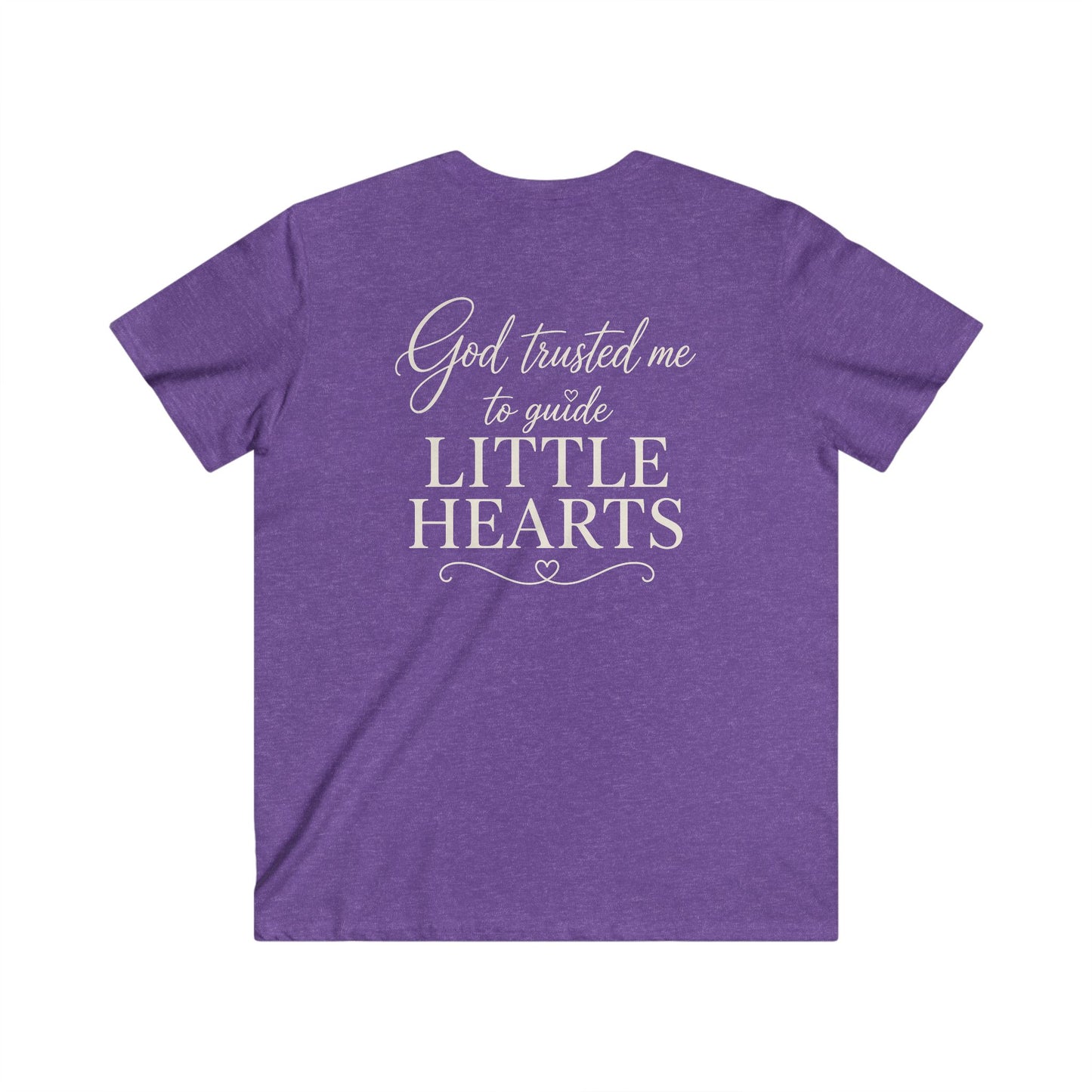 GOD TRUSTED ME TO GUIDE LITTLE HEARTS - V-NECK PREMIUM T-SHIRT