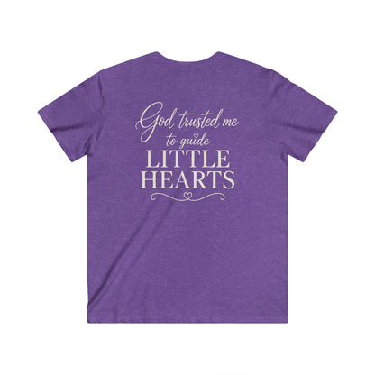 GOD TRUSTED ME TO GUIDE LITTLE HEARTS - V-NECK PREMIUM T-SHIRT