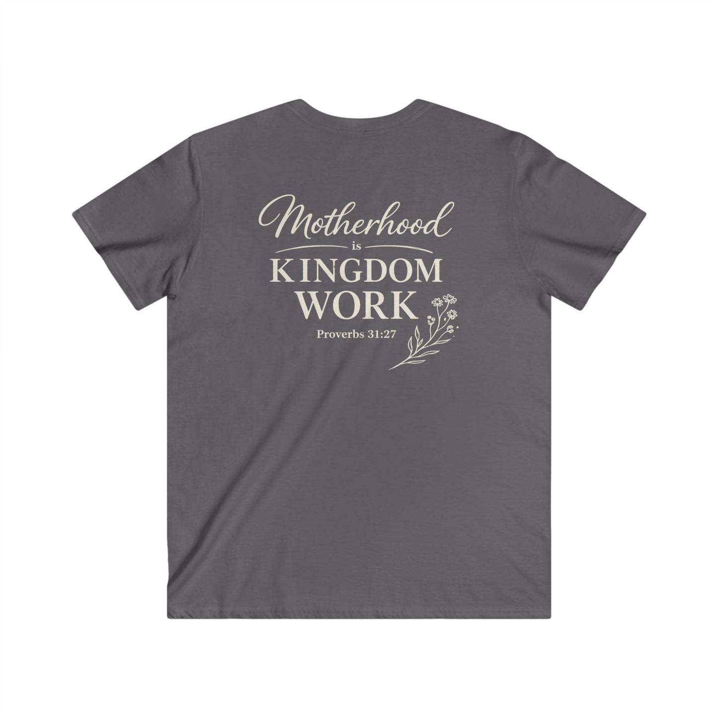 MOTHERHOOD IS KINGDOM WORK FLORAL - V-NECK PREMIUM T-SHIRT