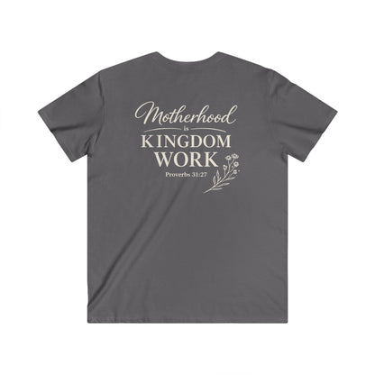 MOTHERHOOD IS KINGDOM WORK FLORAL - V-NECK PREMIUM T-SHIRT