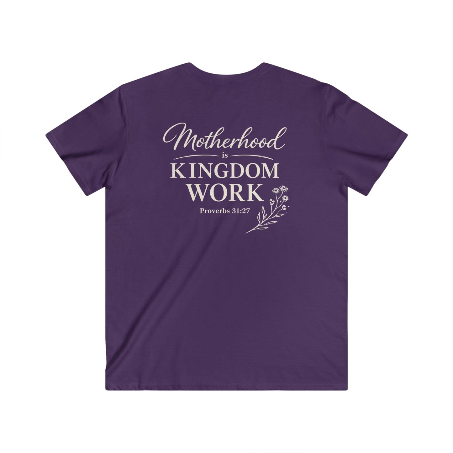 MOTHERHOOD IS KINGDOM WORK FLORAL - V-NECK PREMIUM T-SHIRT