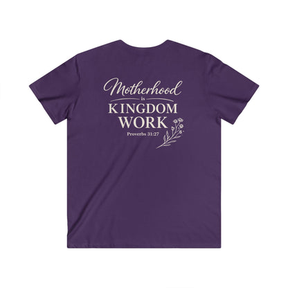 MOTHERHOOD IS KINGDOM WORK FLORAL - V-NECK PREMIUM T-SHIRT