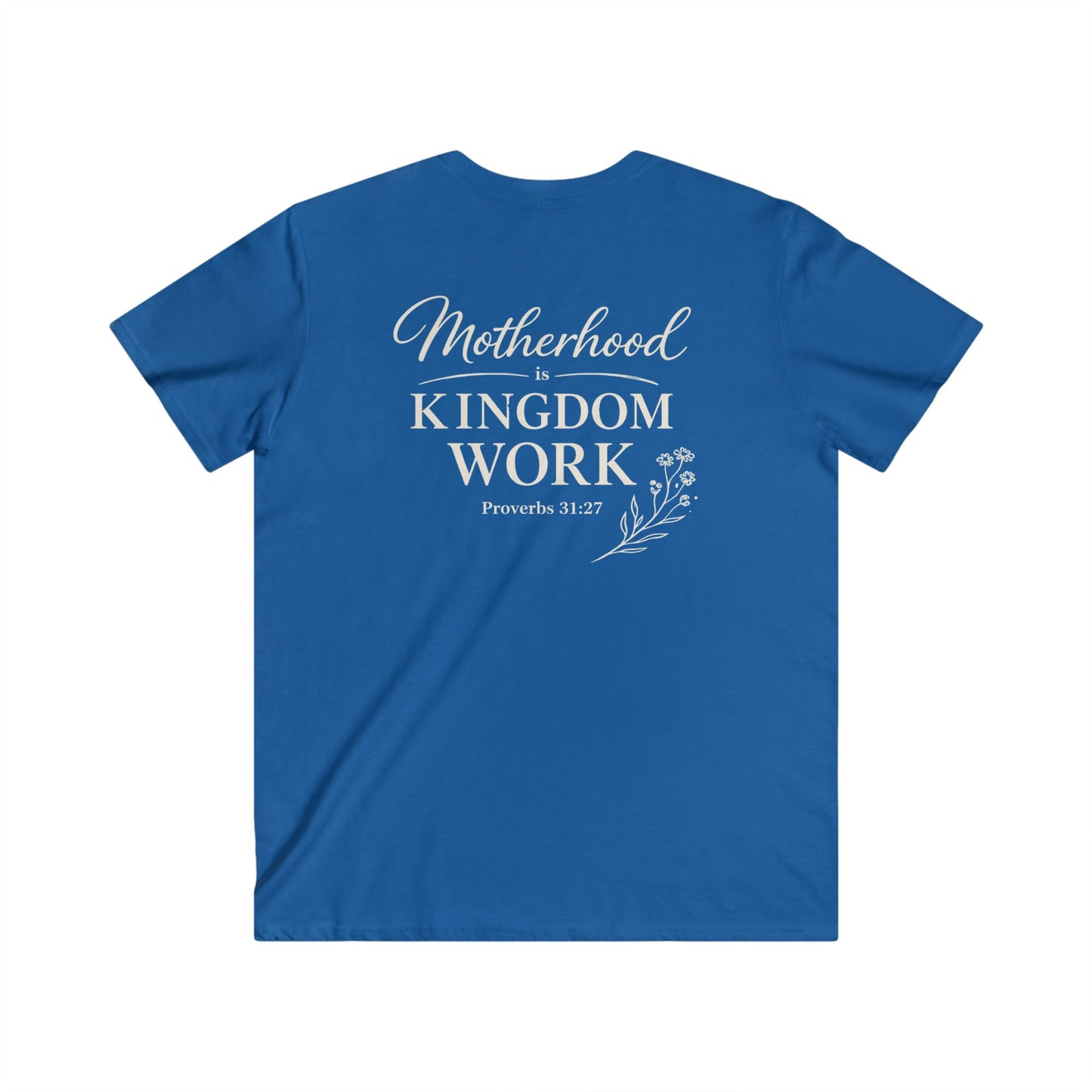 MOTHERHOOD IS KINGDOM WORK FLORAL - V-NECK PREMIUM T-SHIRT