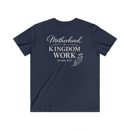 MOTHERHOOD IS KINGDOM WORK FLORAL - V-NECK PREMIUM T-SHIRT