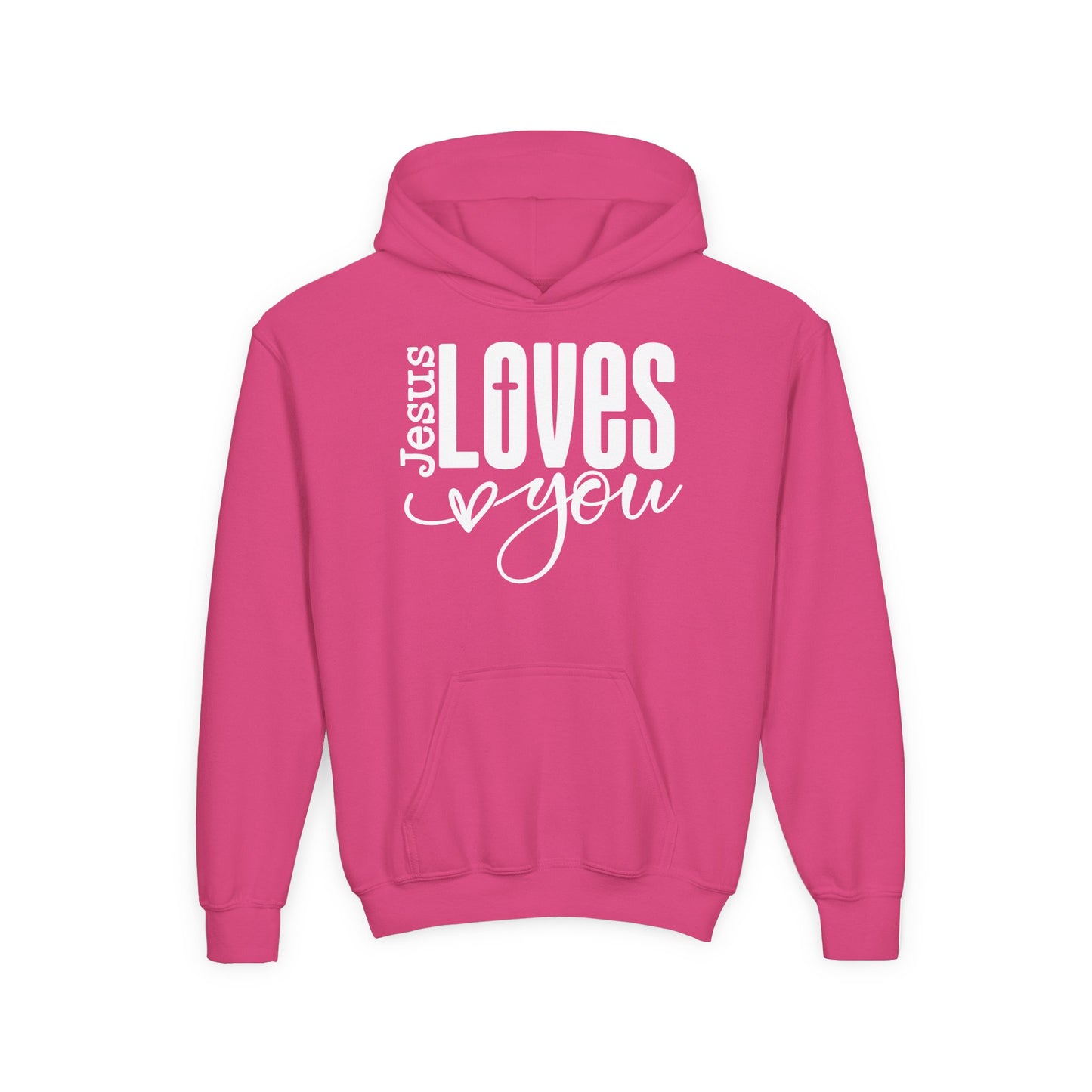 JESUS LOVES YOU - YOUTH MEDIUM-HEAVY WEIGHT HOODIE