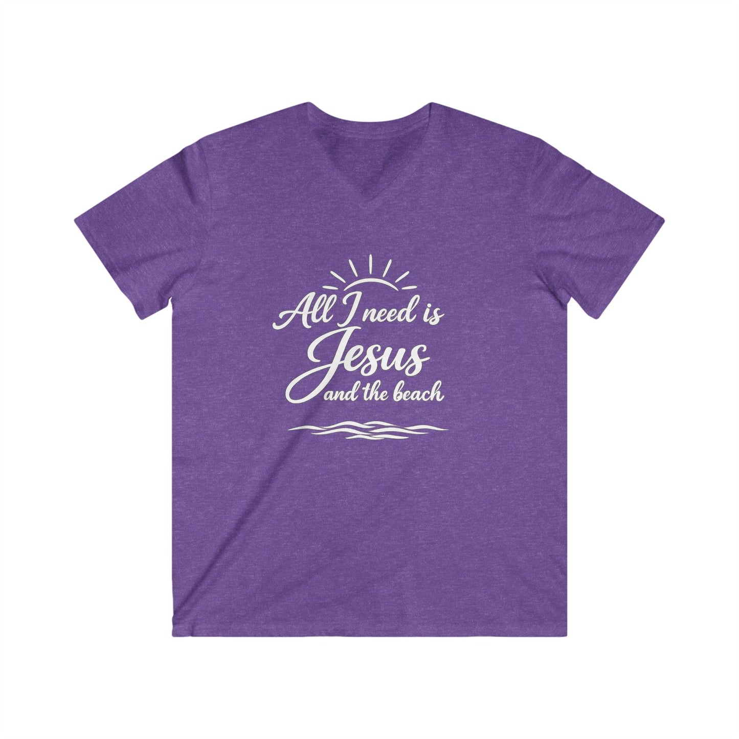 ALL I NEED IS JESUS AND THE BEACH - V-NECK PREMIUM T-SHIRT
