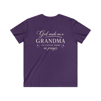 GOD MADE ME A GRANDMA - V-NECK PREMIUM T-SHIRT