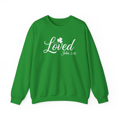 LOVED JOHN 3:16 ST PATRICKS DAY - MEDIUM-HEAVY WEIGHT SWEATSHIRT