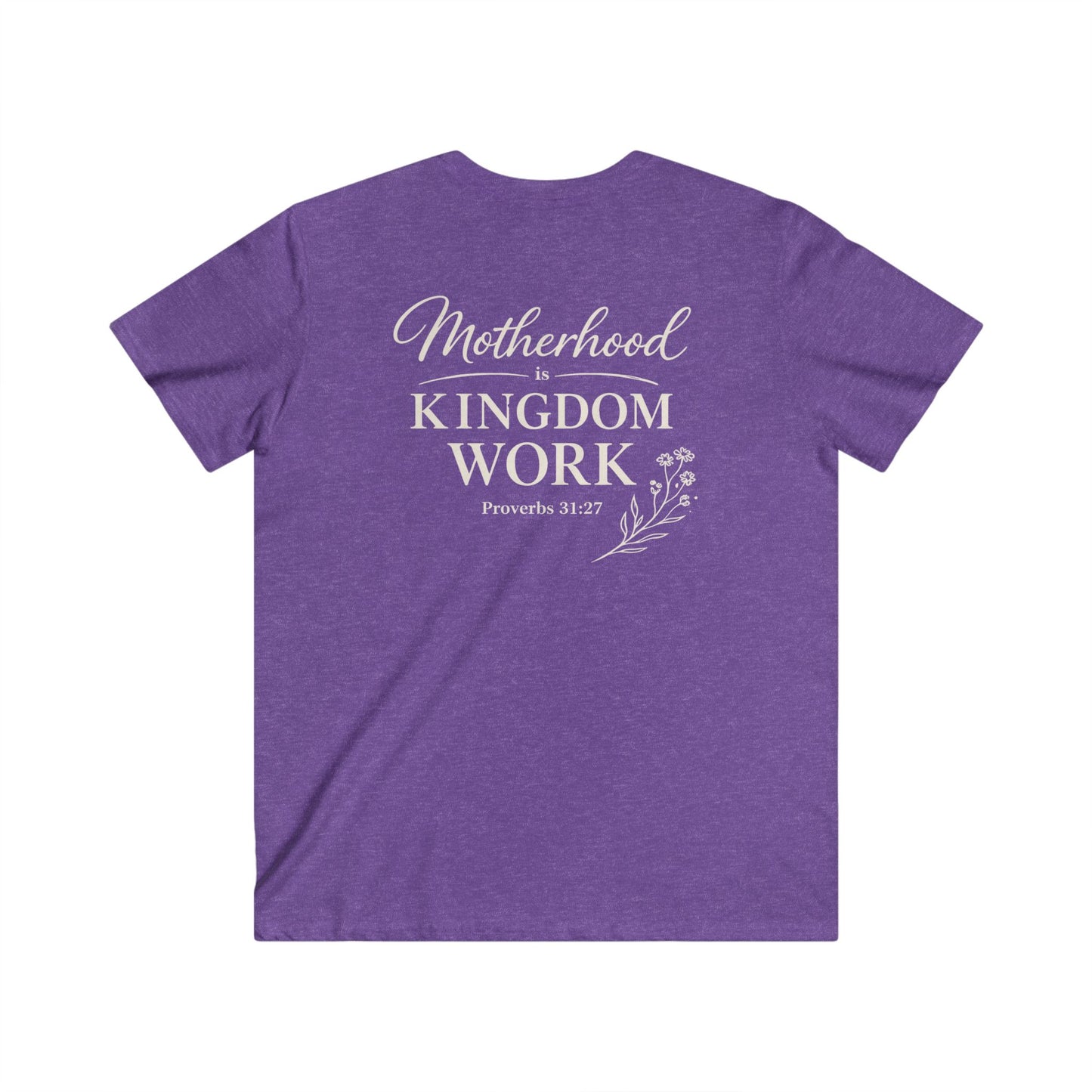 MOTHERHOOD IS KINGDOM WORK FLORAL - V-NECK PREMIUM T-SHIRT