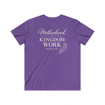 MOTHERHOOD IS KINGDOM WORK FLORAL - V-NECK PREMIUM T-SHIRT