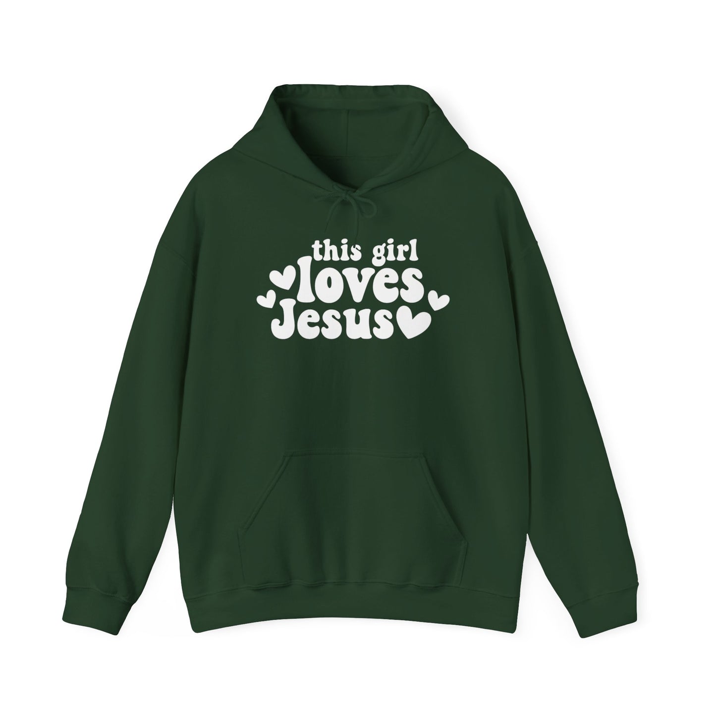 THIS GIRL LOVES JESUS - MEDIUM-HEAVY WEIGHT HOODIE