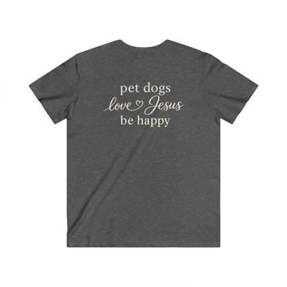 PET DOGS LOVE JESUS - V-NECK PREMIUM T-SHIRT