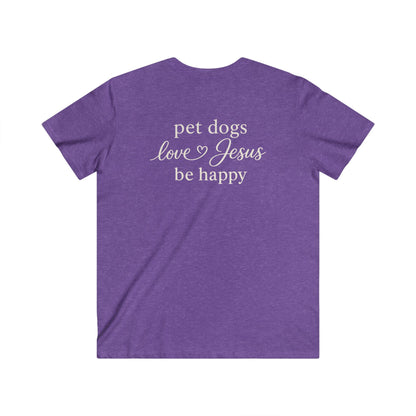 PET DOGS LOVE JESUS - V-NECK PREMIUM T-SHIRT