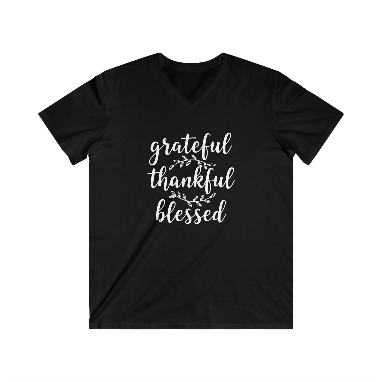 GRATEFUL THANKFUL BLESSED - PREMIUM V-NECK T-SHIRT