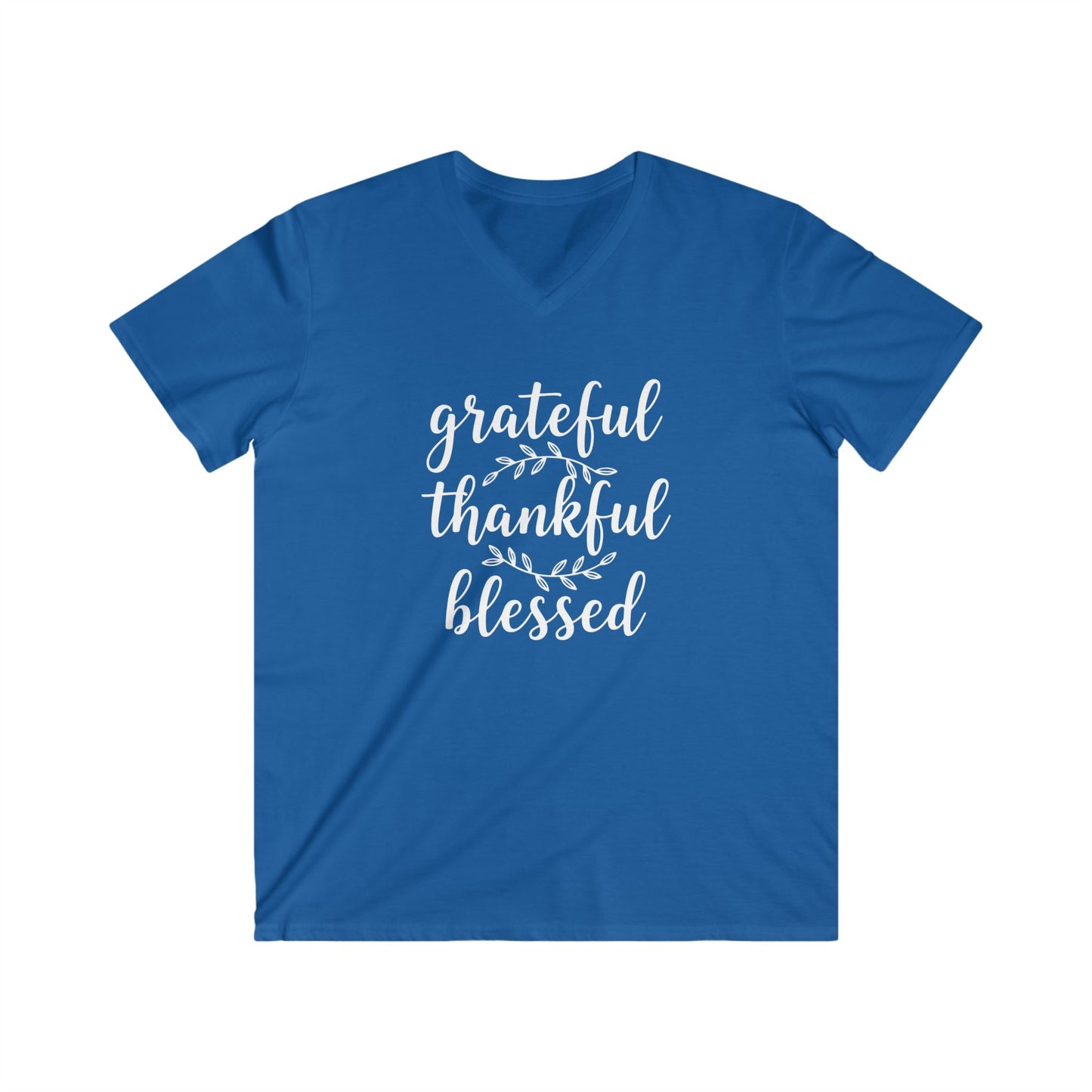 GRATEFUL THANKFUL BLESSED - PREMIUM V-NECK T-SHIRT