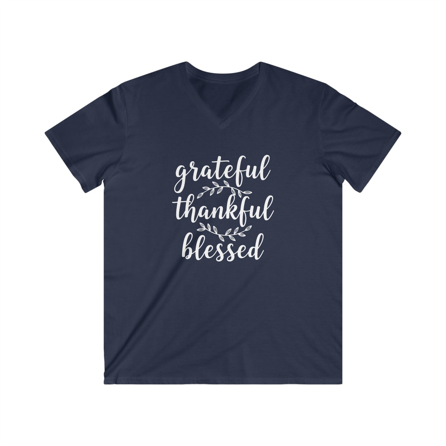 GRATEFUL THANKFUL BLESSED - PREMIUM V-NECK T-SHIRT